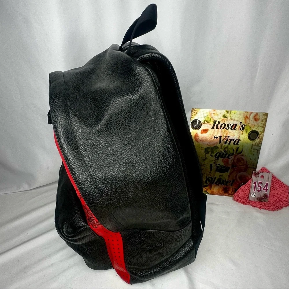 Coach Charles Leather Red and Black Backpack Bandana Design